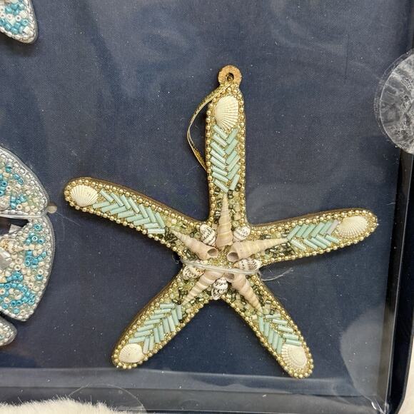 Tommy Bahama Fly By Night Beaded Seashell Starfish Sand Dollar Ornaments (4) NIB - Picture 4 of 9